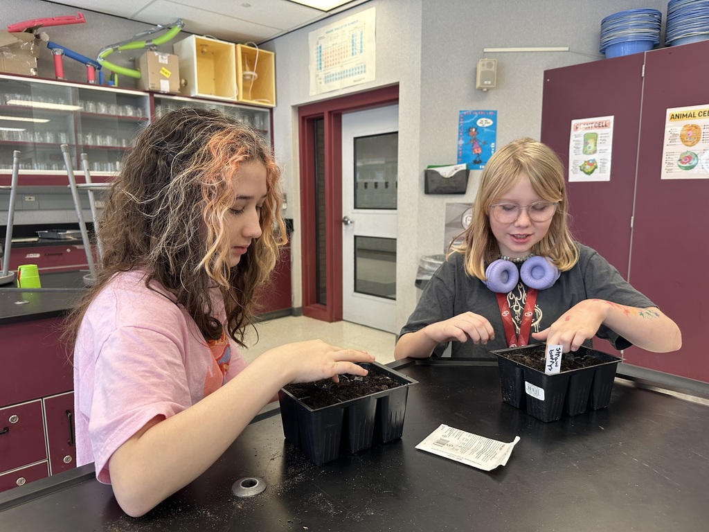 Students planting seeds