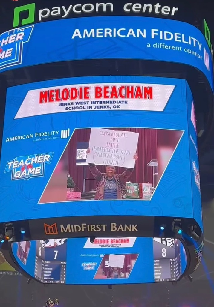 Melodie Beacham, teacher of the game, at Thunder Basketball game