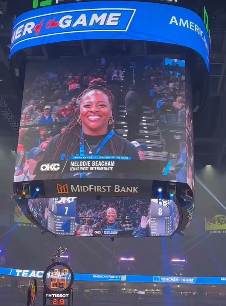 Melodie Beacham, teacher of the game at Thunder Basketball game