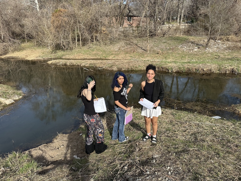 3 students working by stream