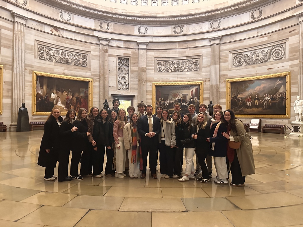Group of Jenks High School Students inside Capitol rotunda in Washington D.C.