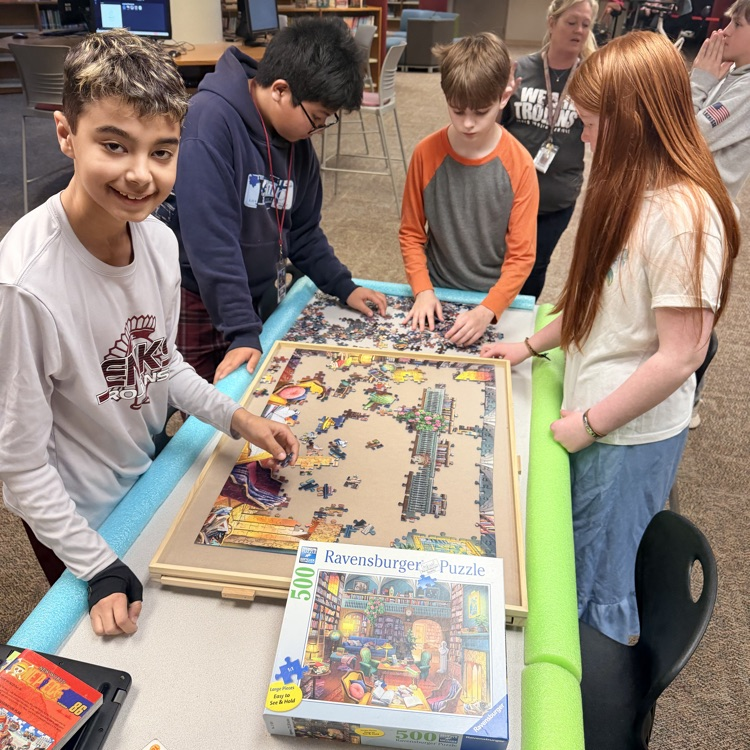 students starting a puzzle 