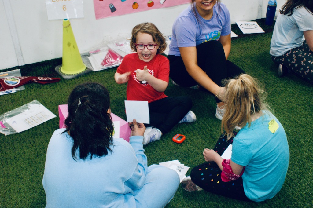 Group of amazing athletes working on a picture flash card challenge.