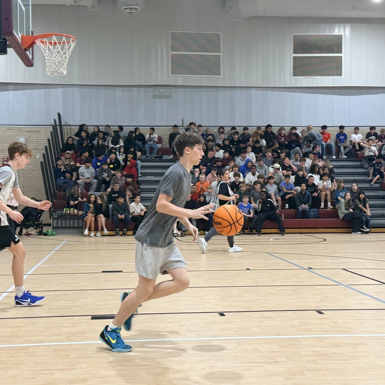 dribbling down the court 