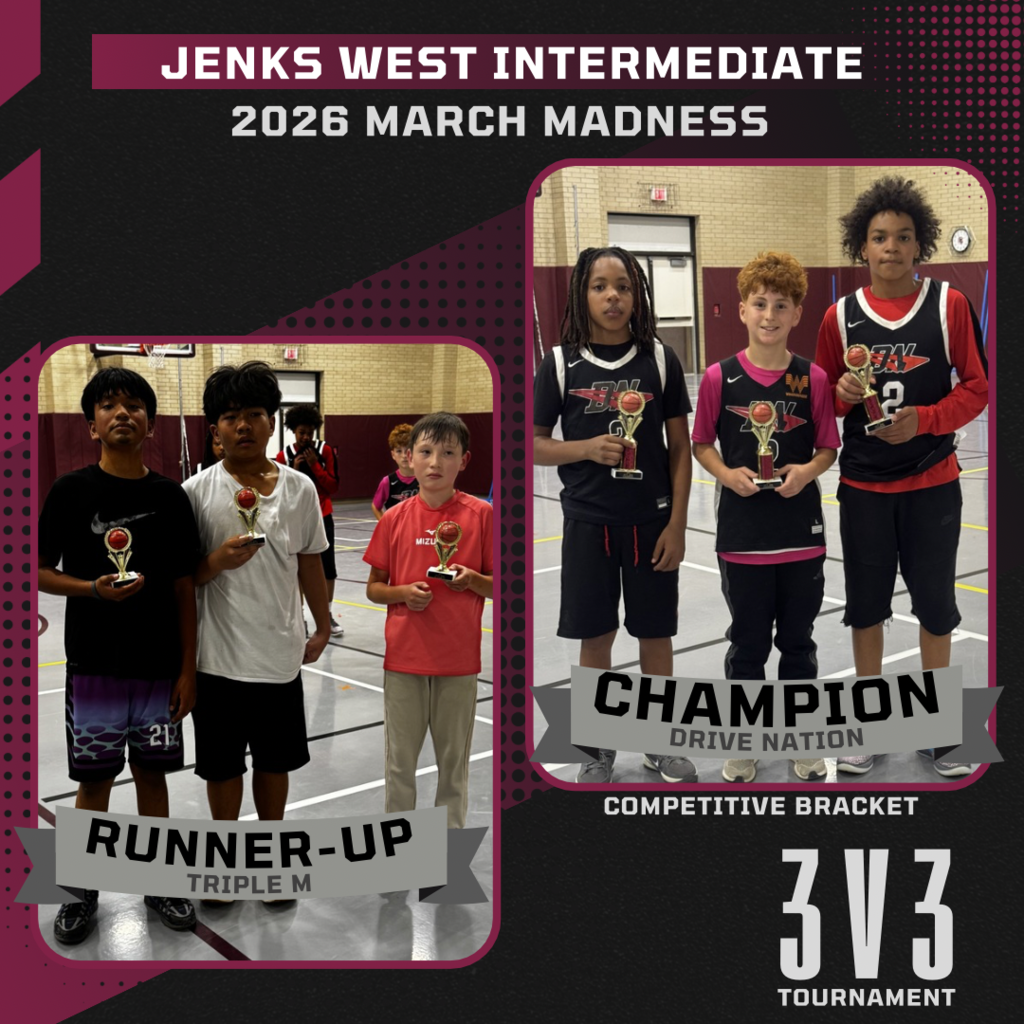 Image from JWI 2026 March Madness 3v3 Tournament, showing the Champion team, Drive Nation and the Runner up team, Triple- M
