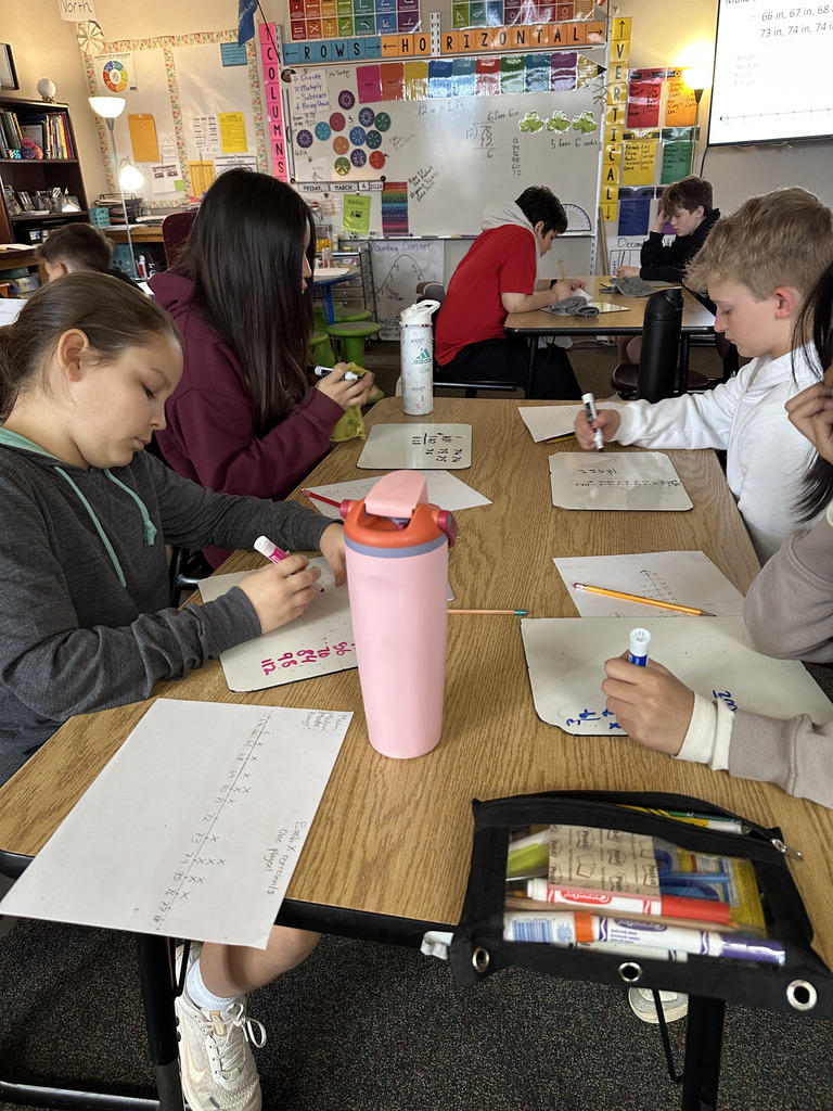 Students working together to analyze data from a basketball game to work on math skills.