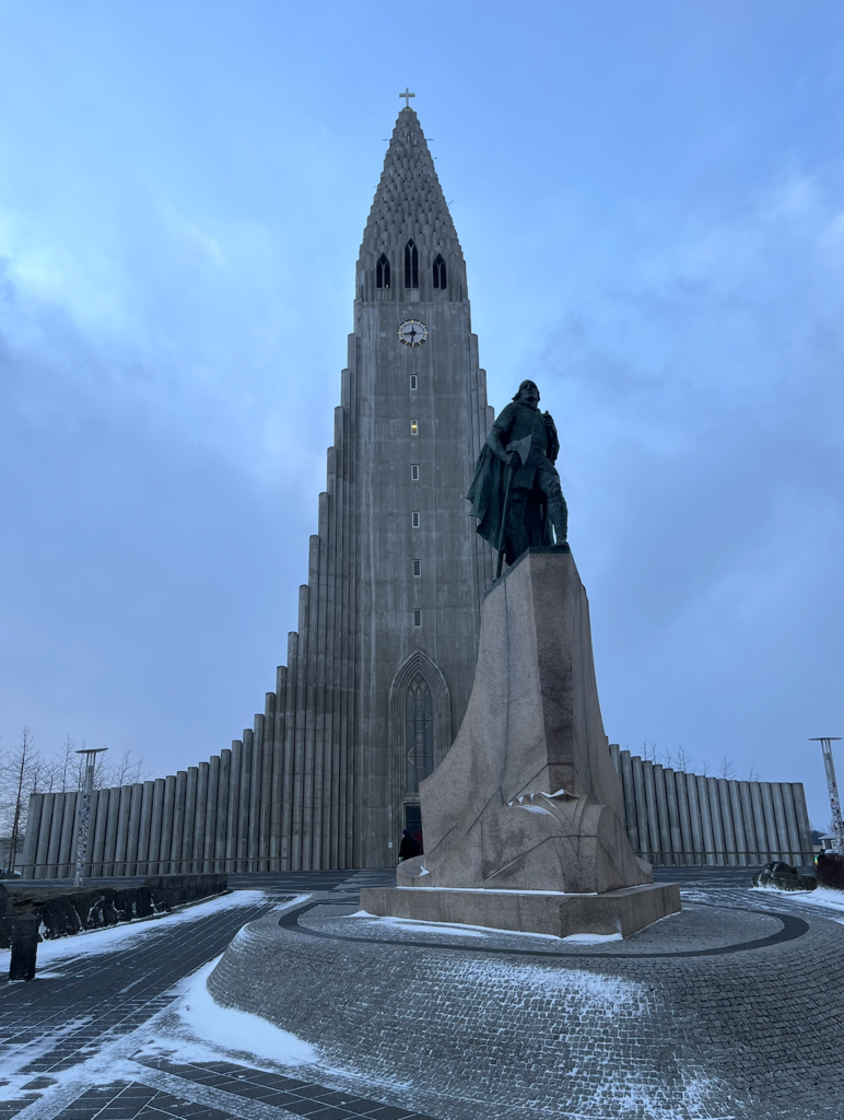 a photo of the outside of Hallgrímskirkja.