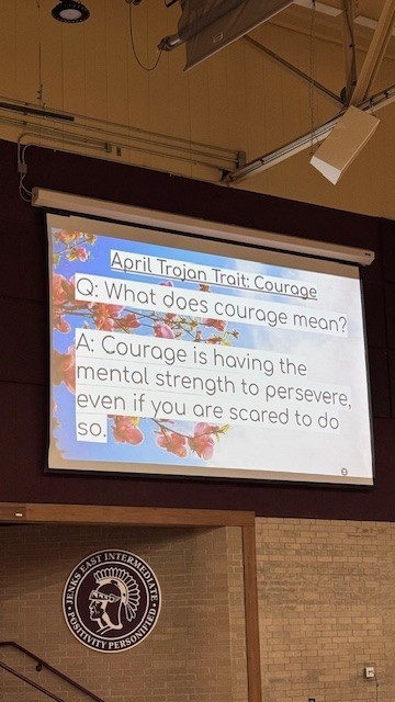 Sign in courage assembly describing courage