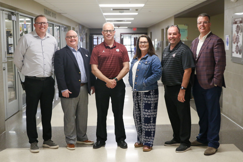 Jenks High School Assistant Principals: Colby Wade, Eric Fox, Eric VanZee, Amy Karnes, David Reneau, and Andrew Morris.