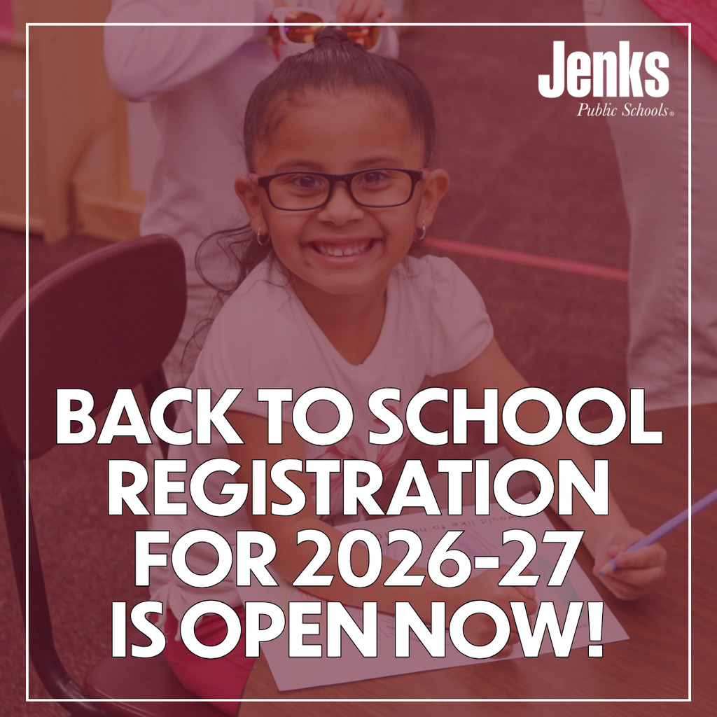 Elementary girl smiling with text bottom center that says "Back to School Registration for 2026-27 is open now!"