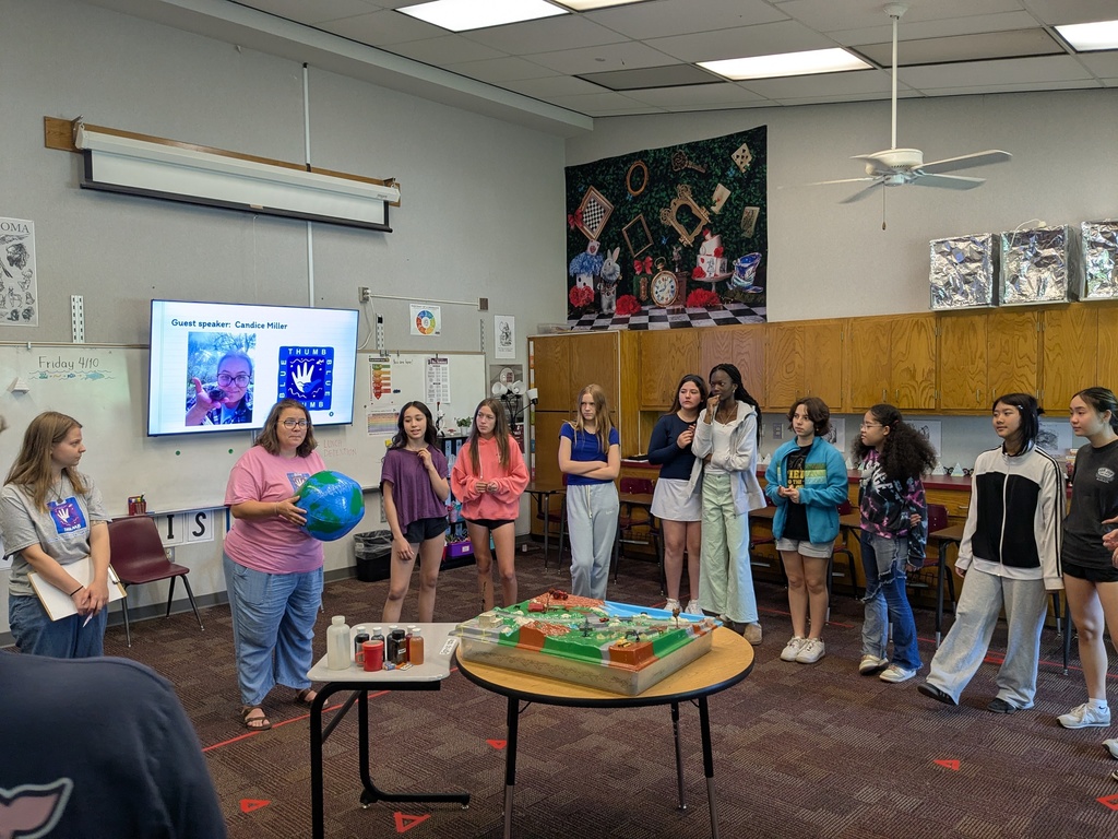 students standing in a circle with a globe