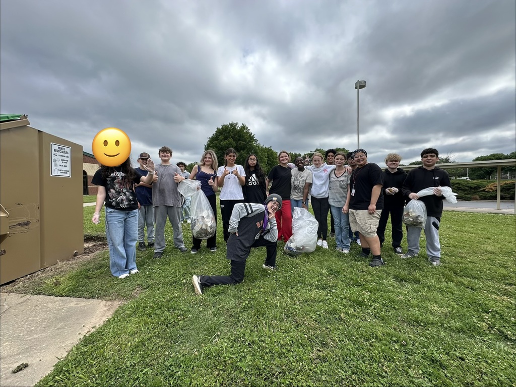 Students picking up trash
