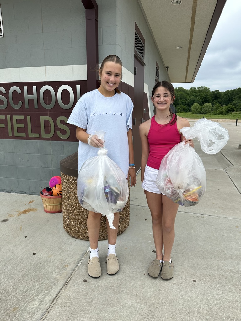 Students picking up trash