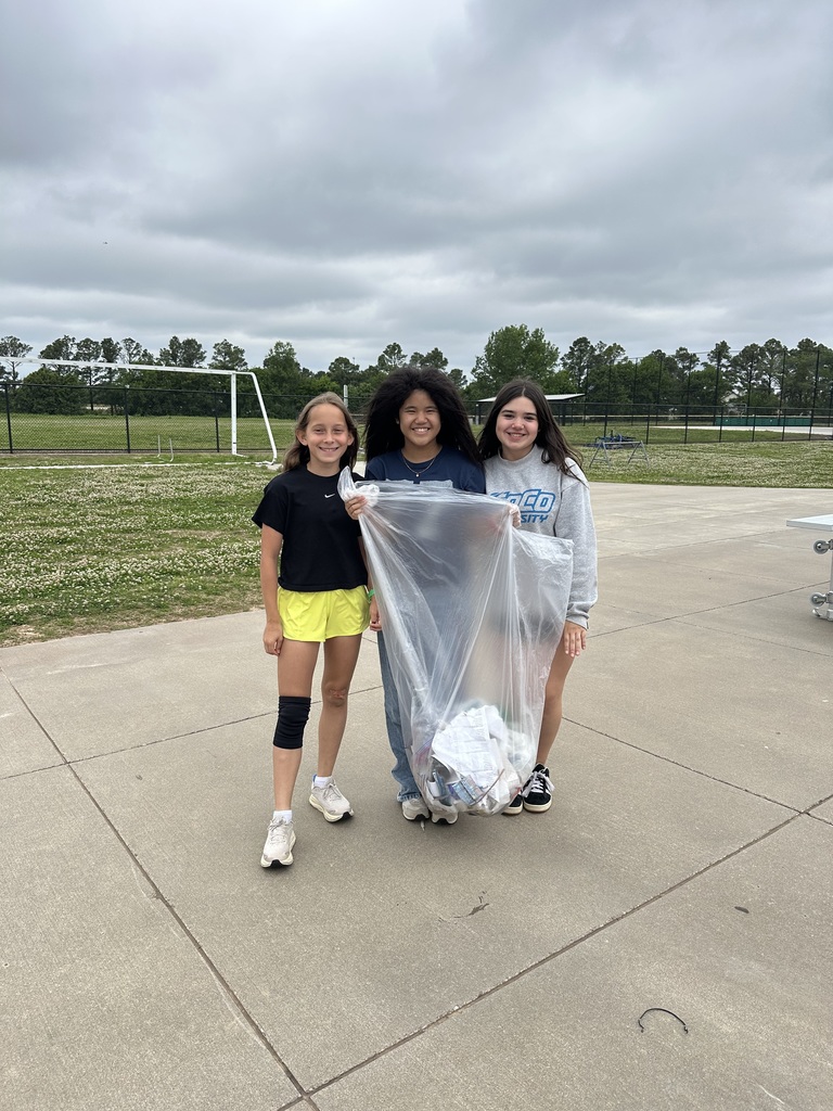 Students picking up trash