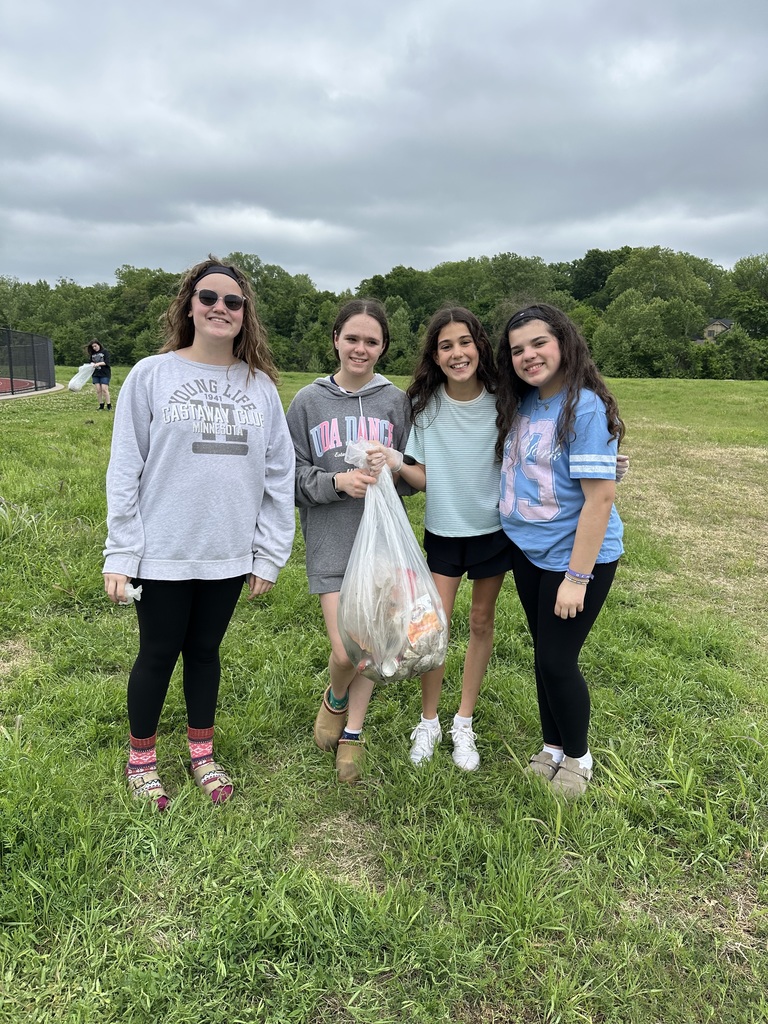 Students picking up trash