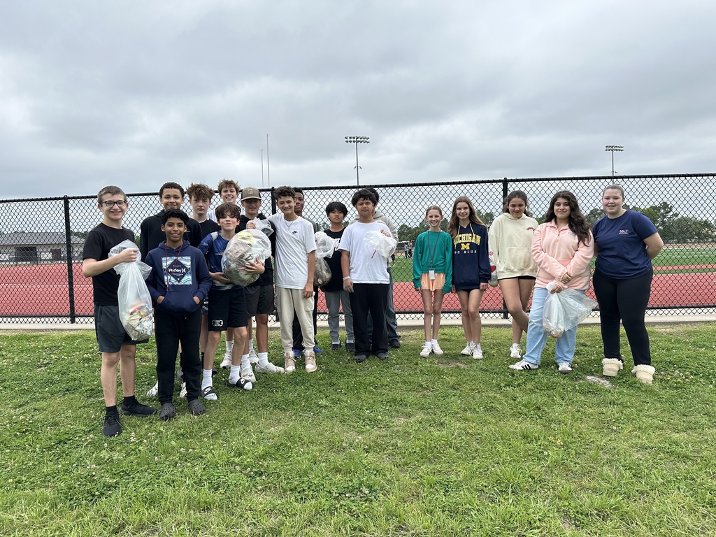 Students picking up trash