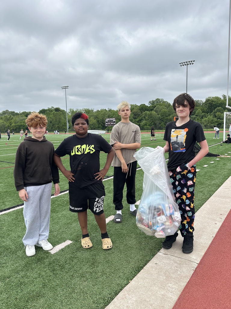 Students picking up trash