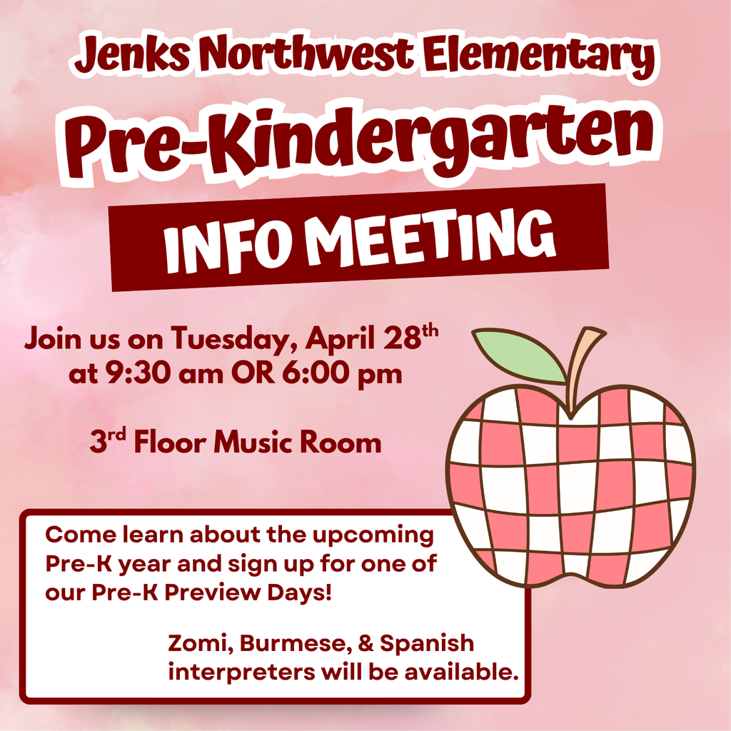 Pre-K Infor Meeting.  Join us on Tuesday, April 28th at 9:30 AM or 6:00 PM, 3rd Floor Music Room.  Come and learn about the Pre-K Year and Sign Up for one of our Pre-L Preview Days!