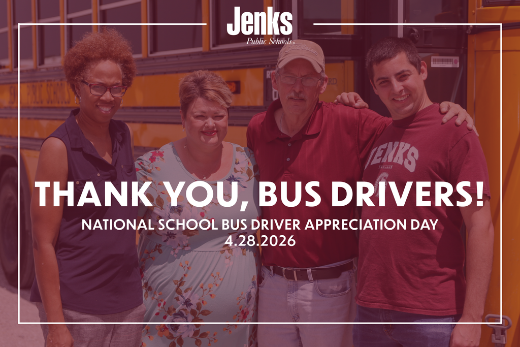 photo of 4 bus drivers in front of a bus. text on the image says thank you, bus drivers! national school bus driver appreciation day 4.28.2026