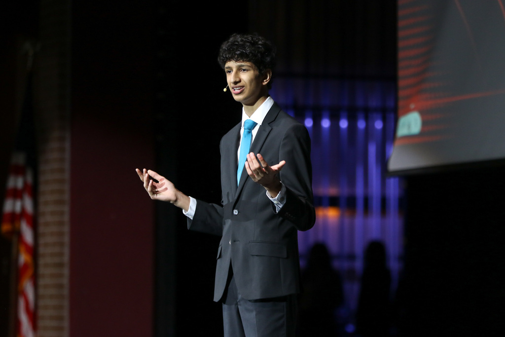 photo of student on stage 