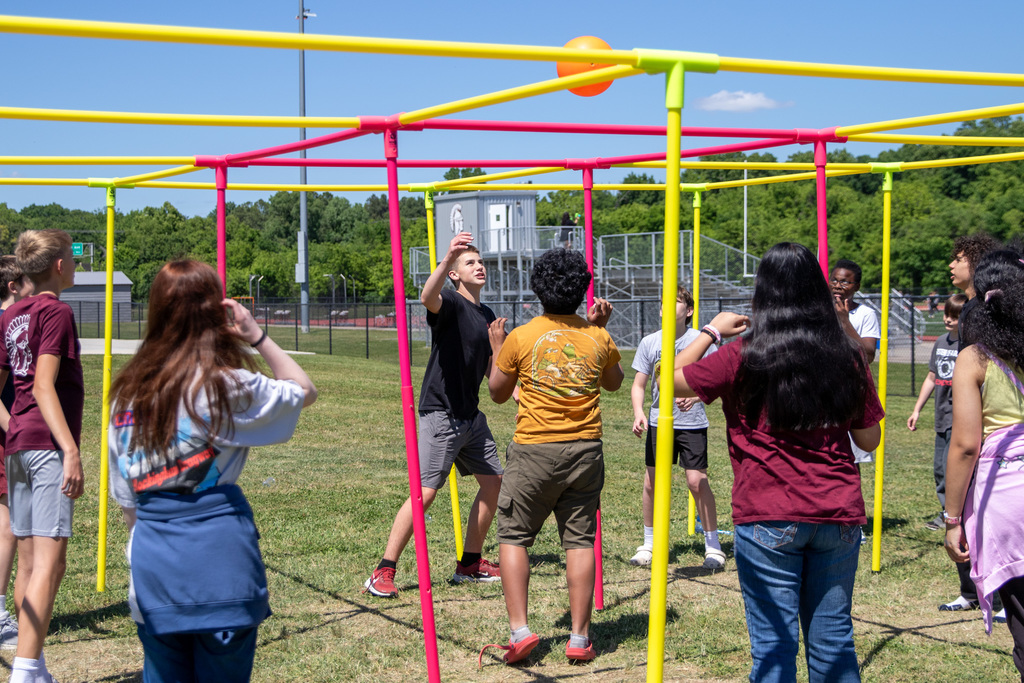 students playing a 8 square