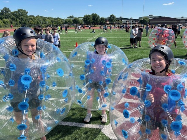 3 inflatable soccer players