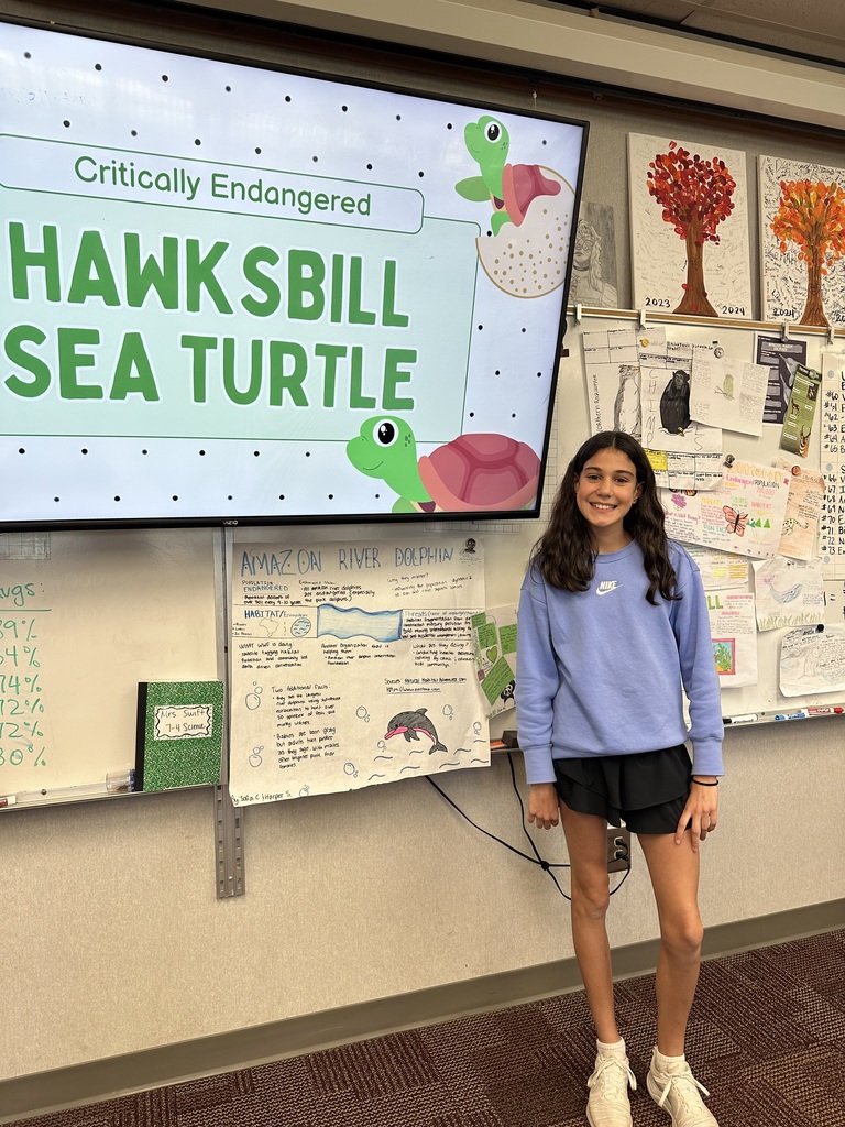 student standing by presentation