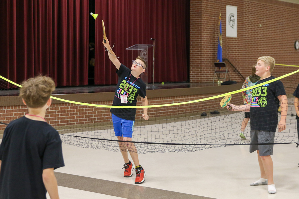 kids playing badminton