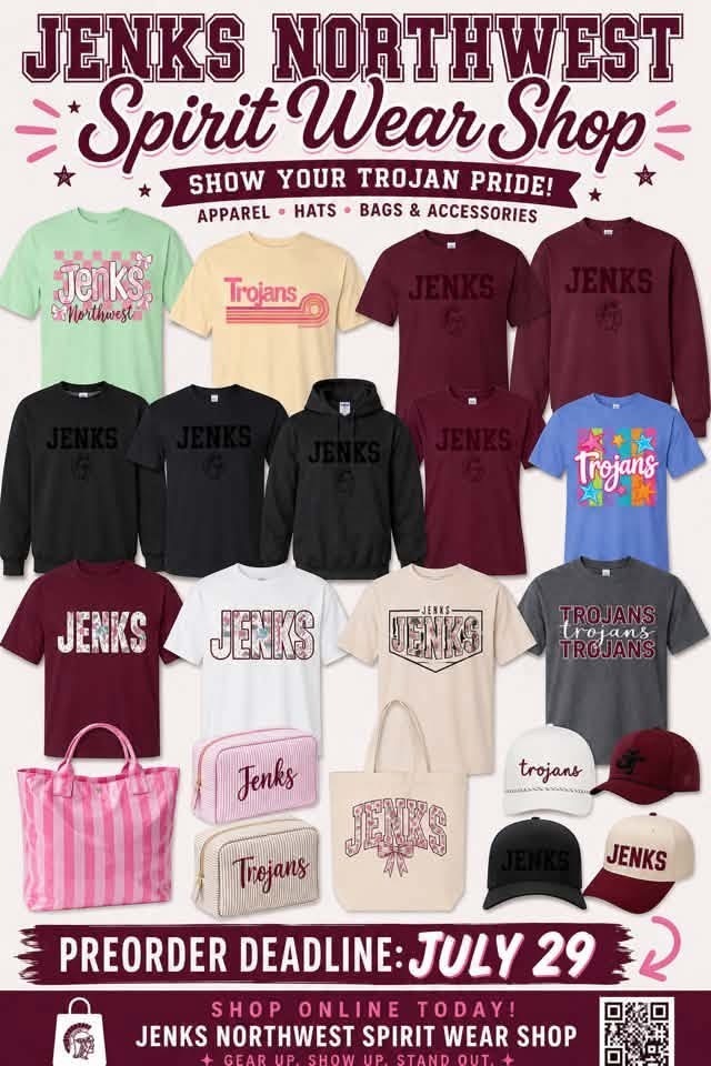 Jenks Northwest Spirit Wear Shop  Preorder Deadline: July 29 Shop Online Today!