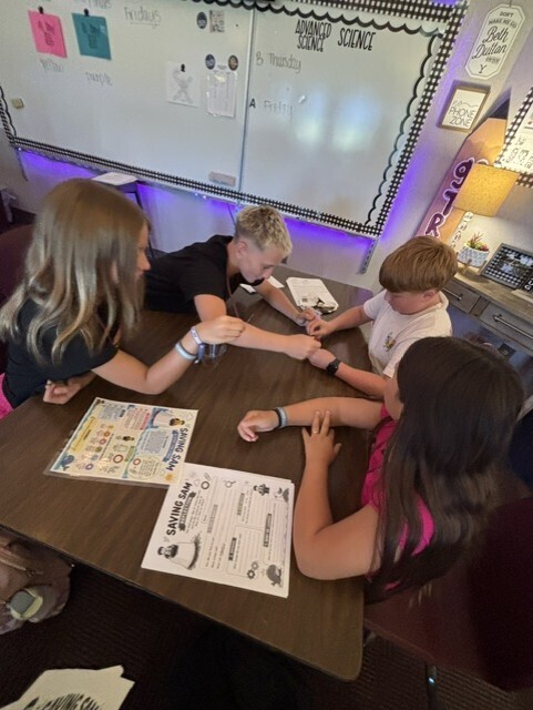 students working together at a table