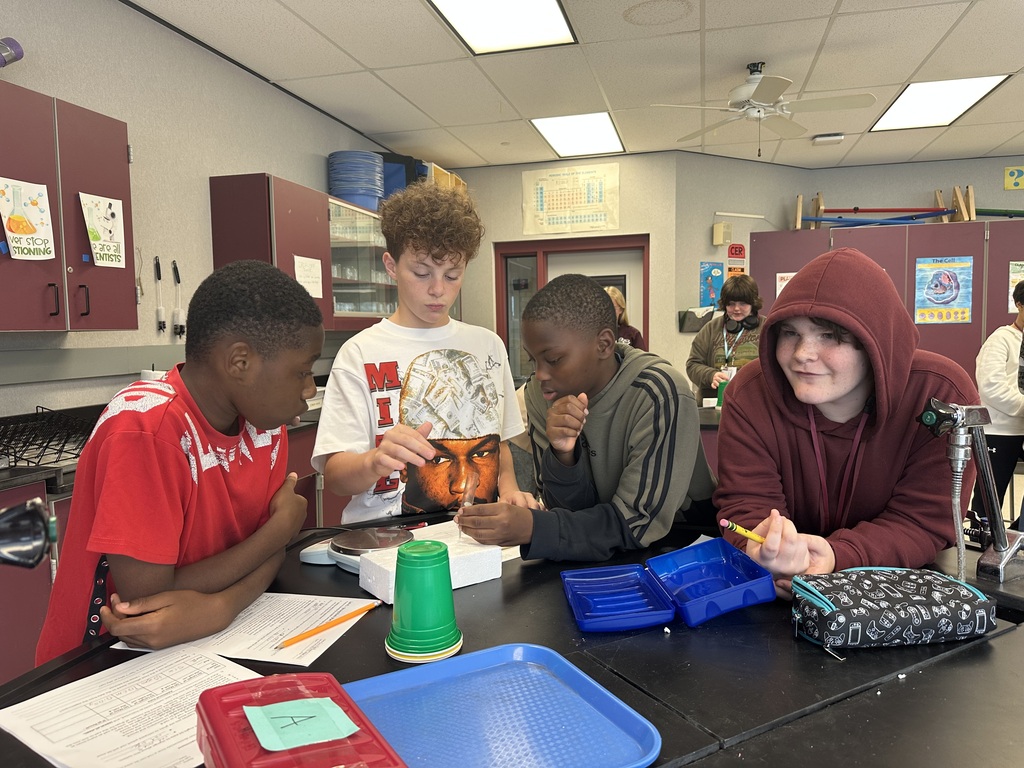 students working together of styrofoam experiment