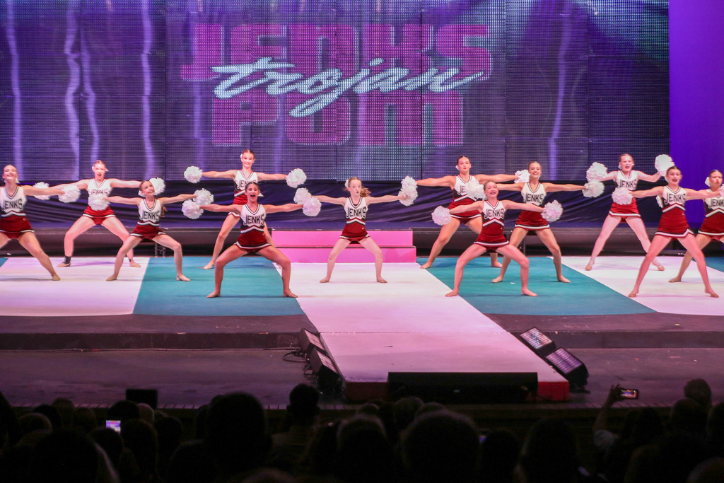younger pom squad performing