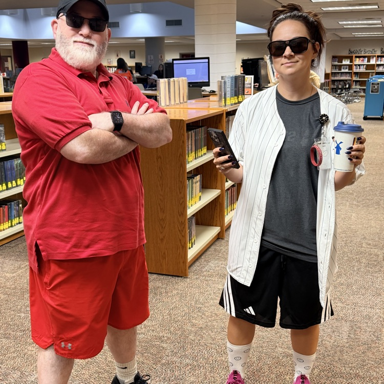 Mr. Arledge and Miss Baty dressed as Adam Sandler