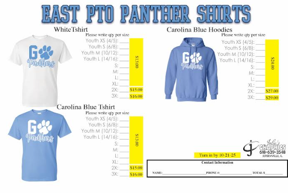 East PTO Panther Shirts Order Form
