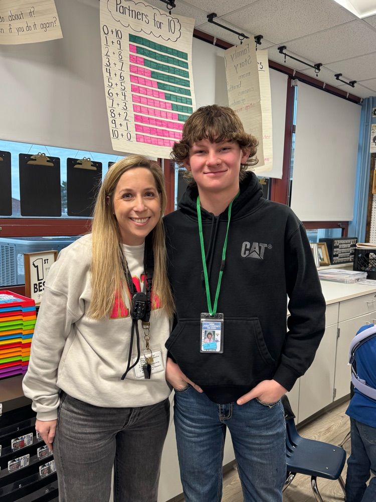 Ethan got to be a helper with his 1st grade teacher  