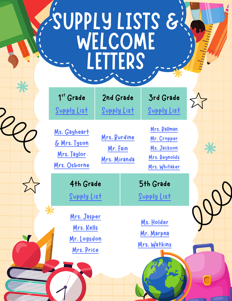 26-27 Welcome Letters and Supply Lists