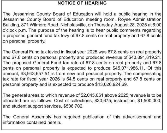 Tax Hearing Notice