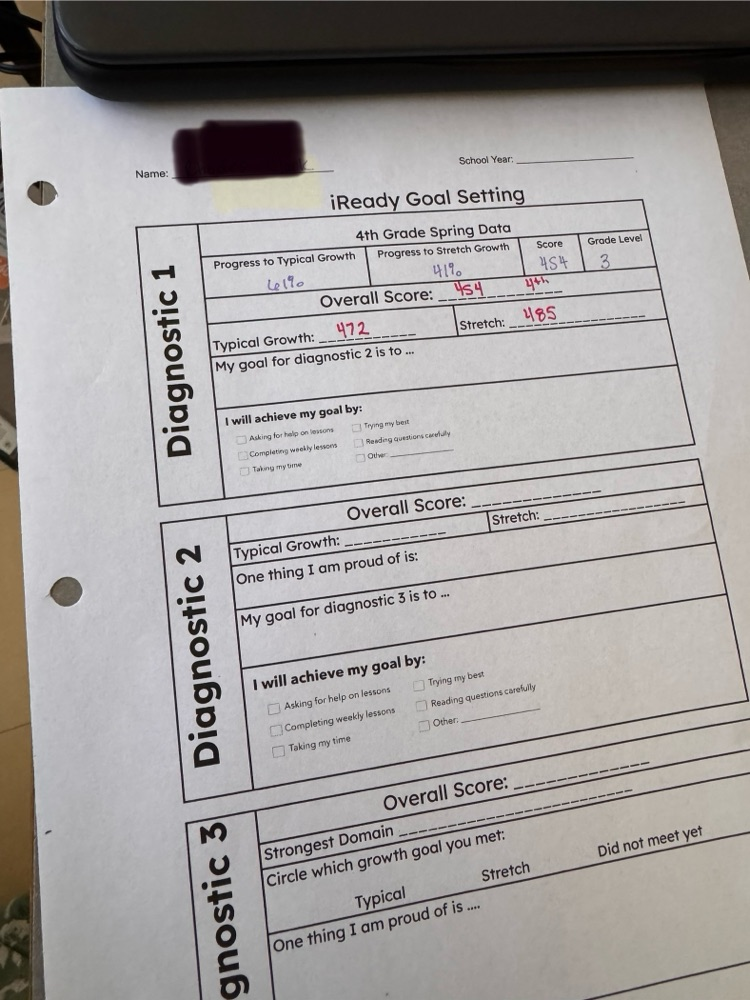 goal setting sheet