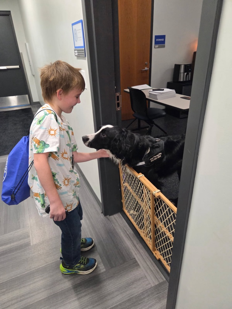 student with police dog