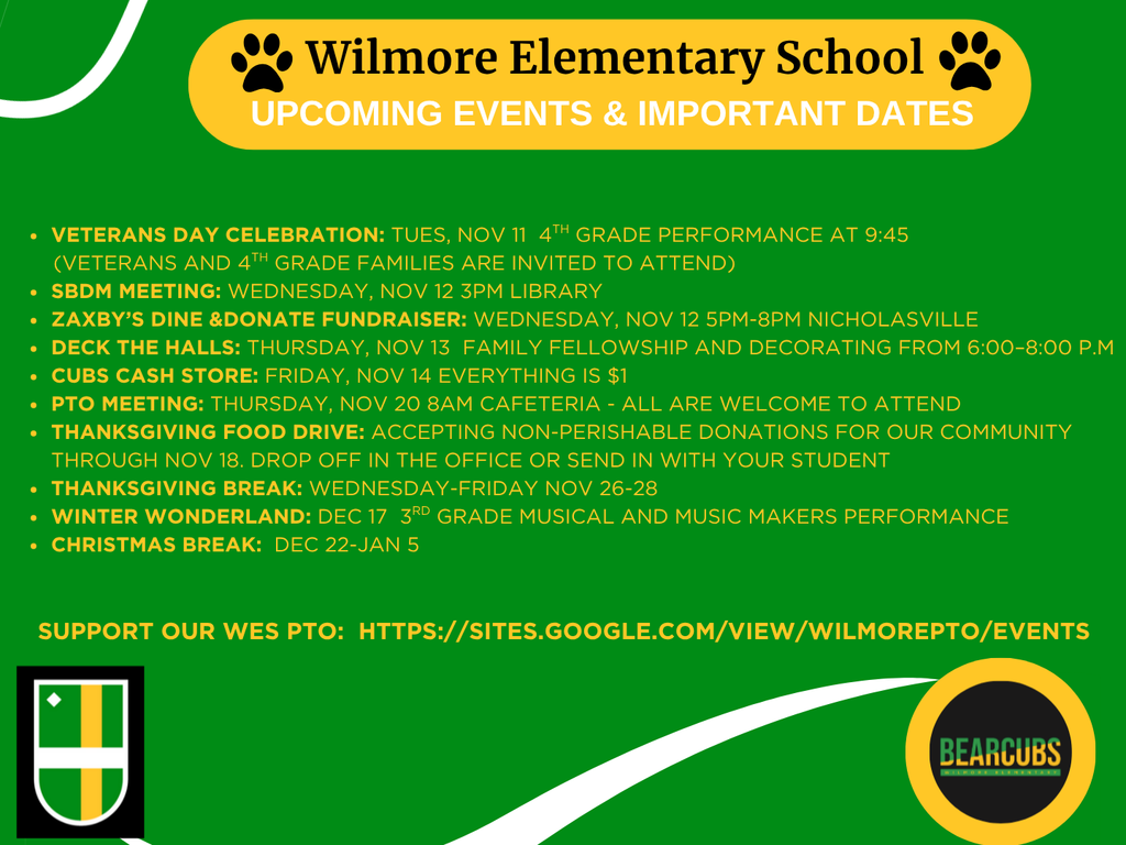 Important Events and dates 25/26 