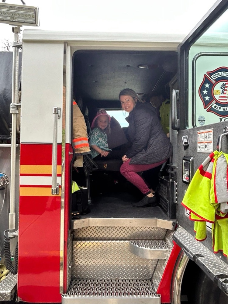 Student in the fire truck