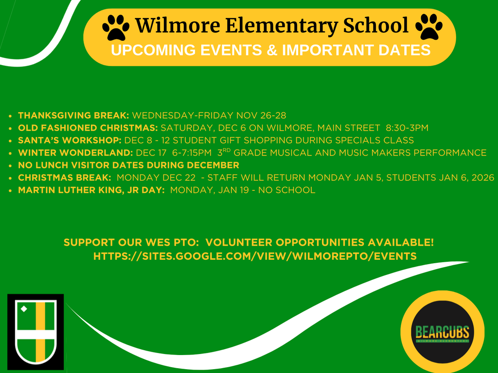 Important Events and dates 