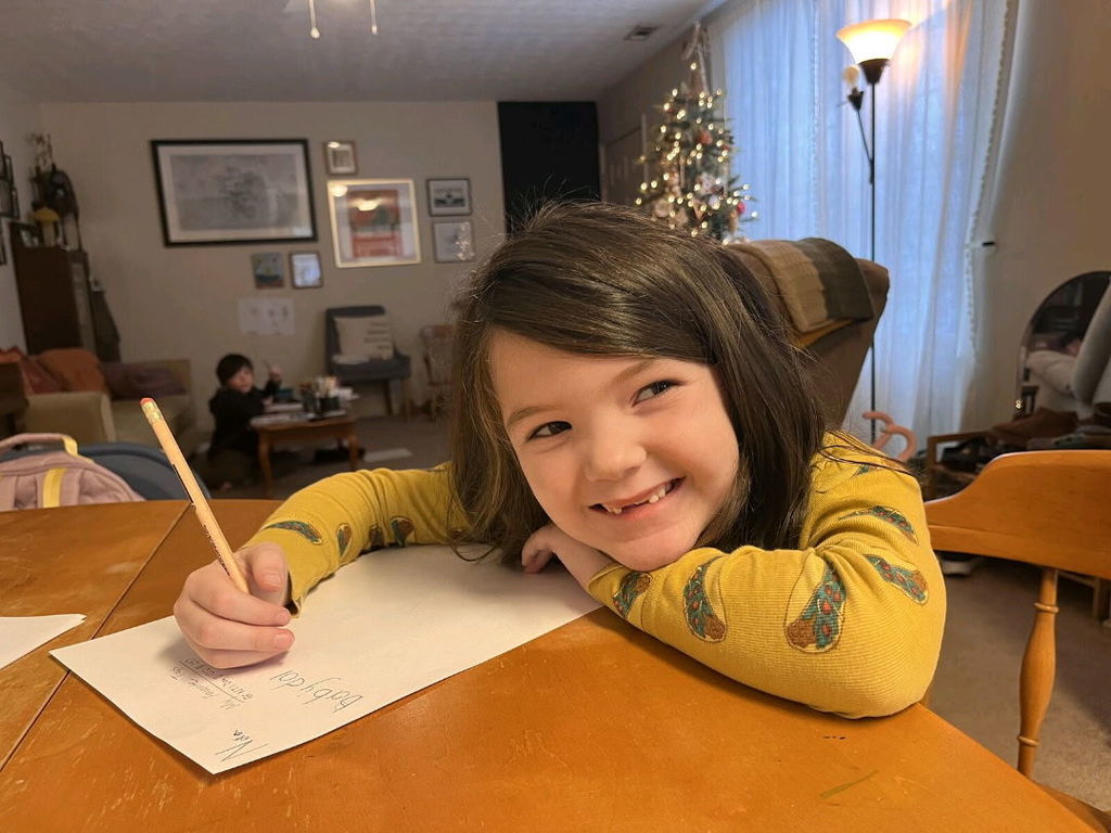 At the kitchen table