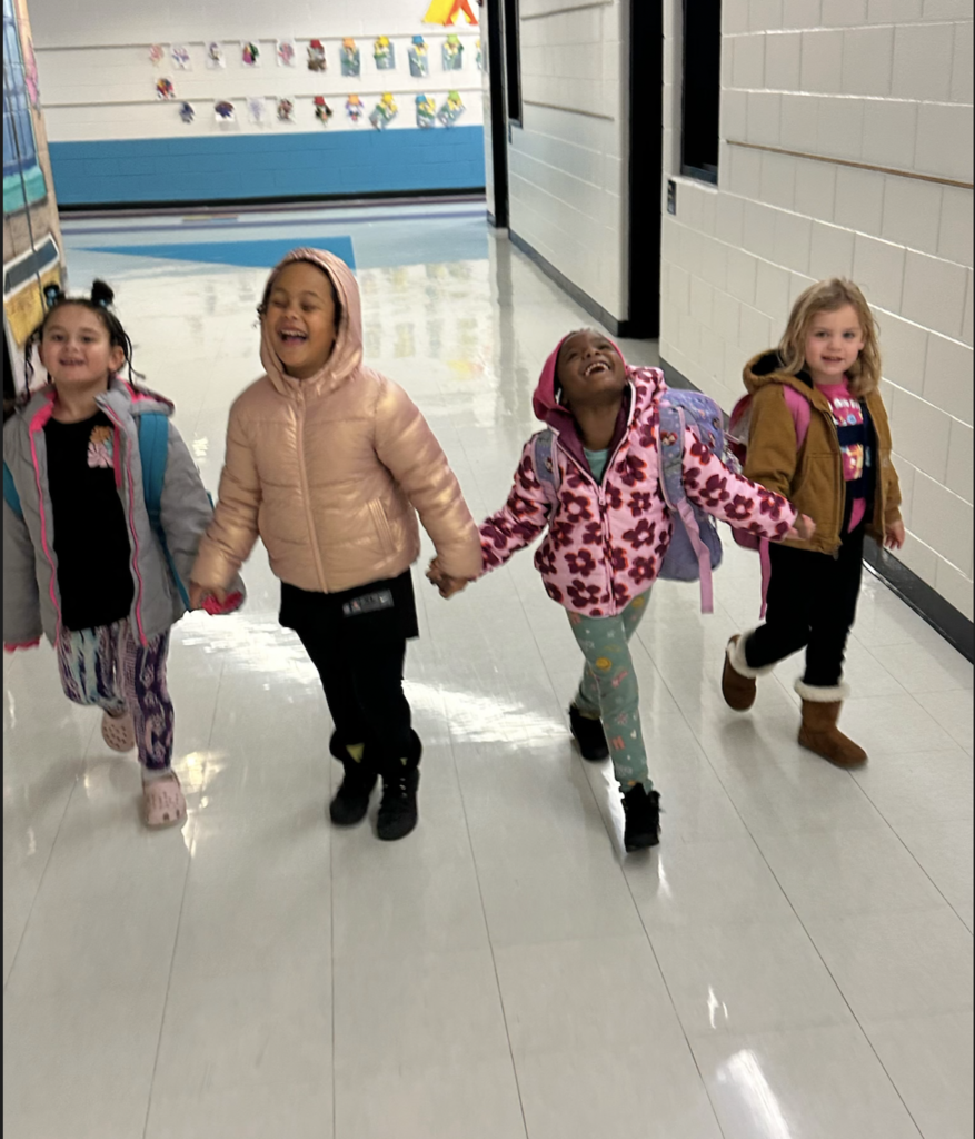 Friends in the hallways