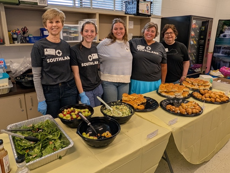 church staff with food