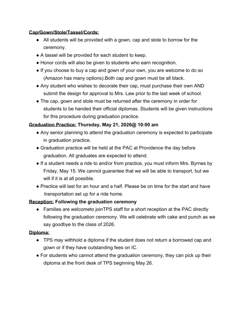 TPS Graduation Information 