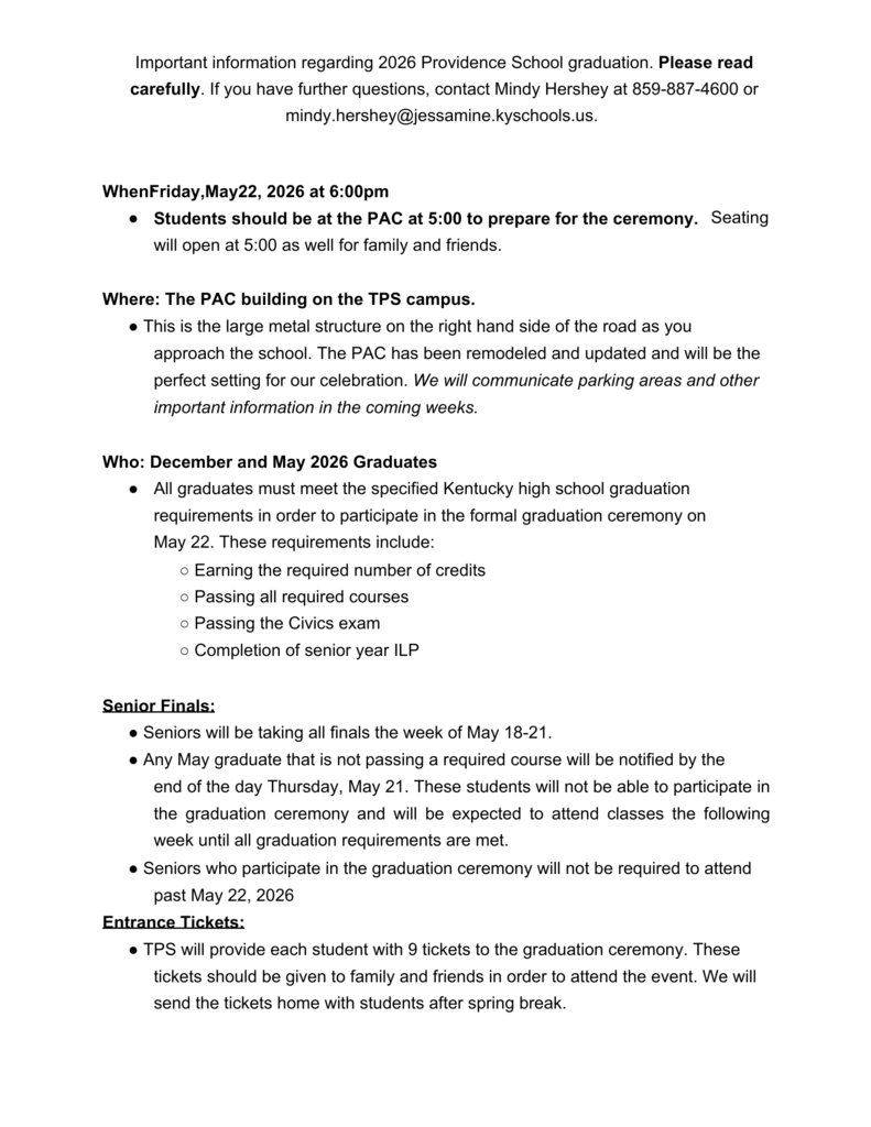 TPS Graduation Information 