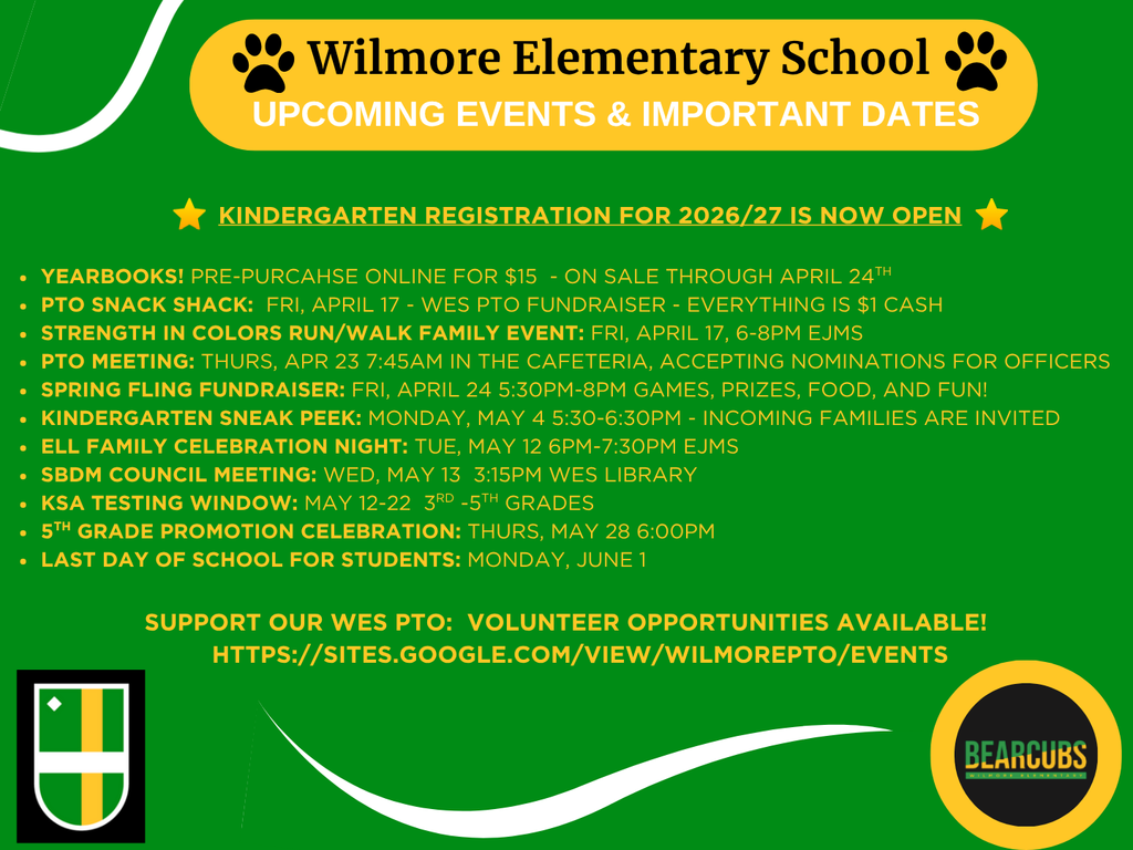 Important Events and dates 