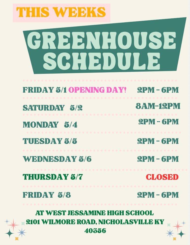 Greenhouse schedule
