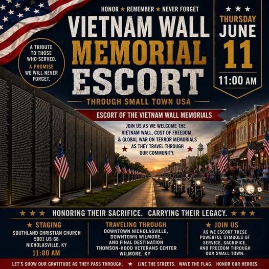 Vietnam Wall escort June 11 at 11 am